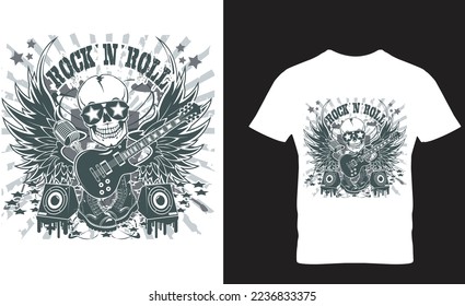 Rock n roll t shirt design