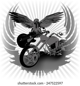 Rock n roll vector illustration background and chopper