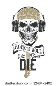 Rock 'N' Roll vintage label.Vector illustration.