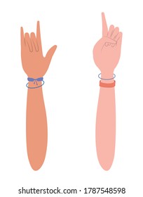 rock and number one sign with hand design of People arm finger person learn communication healthcare theme Vector illustration