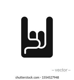 Rock On Concert Gig Hand Gesture Sign. Vector Flat Style Icon.