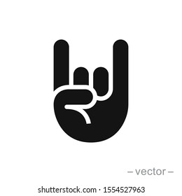 Rock On Concert Gig Hand Gesture Sign. Vector Flat Style Icon.