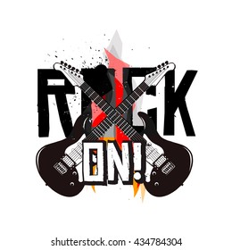 Rock ON! Flyer concept, logotype on flyer, logo template, insignia for your design