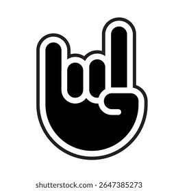 rock no ícone de glifos de gestos. Ilustração vetorial