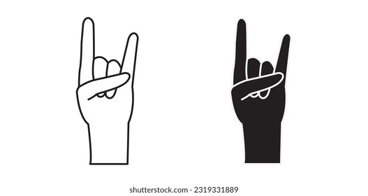 Rock on gesture symbol. Heavy metal hand gesture and was famous around the world, vector illustration 