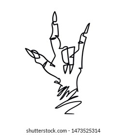 Rock on hand. Hand drawn line vector illustration.