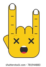 "Rock on" hand gesture Character Emoji Illustration. Dizzy Face Emoji vector illustration.

