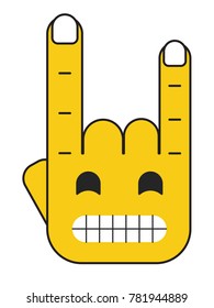 "Rock on" hand gesture Character Emoji Illustration. Grinning Face Emoji vector illustration