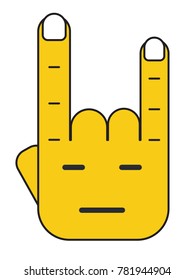 "Rock on" hand gesture Character Emoji Illustration. Expressionless Face Emoji vector illustration.