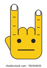 "Rock on" hand gesture Character Emoji Illustration. Expressionless Face Straight Face Emoji vector illustration.