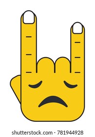 "Rock on" hand gesture Character Emoji Illustration. Disappointed Face Emoji vector illustration.