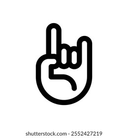Rock en el gesto de la mano. Icono de Vector de trazo editable sobre fondo blanco.