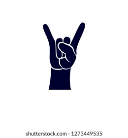 Rock on hand gesture evil spirit vector illustration. Hardcore music style.