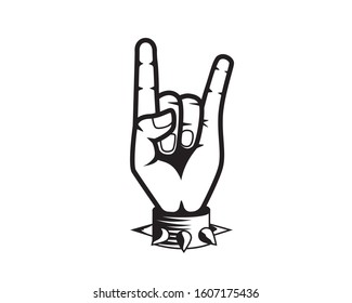 Rock On Hand Gesture Symbol with Silhouette Style