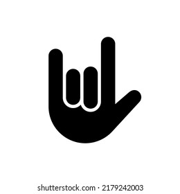 Rock On Hand Icon. Hand Roll Sign Logo Metal Symbol Emoji Gesture