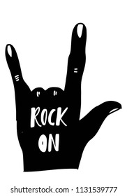 Rock on. Hand lettering for your design. Vector illustration 