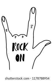 Rock on. Hand lettering for your design. Vector illustration 