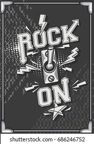 Rock on monochrome music poster