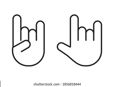 Rock on vector. Hand gesture icon. Heavy metal music sign. Outline illustration
