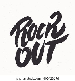 Rock out. Vector lettering.