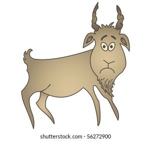 Rock painting of the ancient artist: the sad goat stares on a viewer