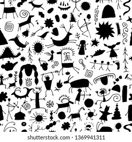 Rock paintings background, seamless pattern for your design