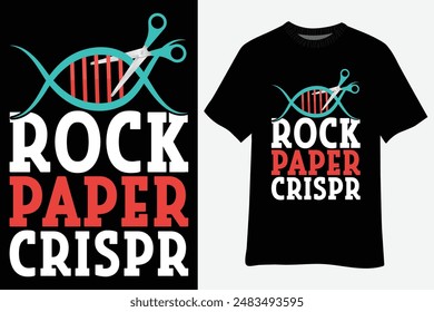 Rock Paper Crispr DNA Biologist Genetic Engineering Science T-Shirt Design