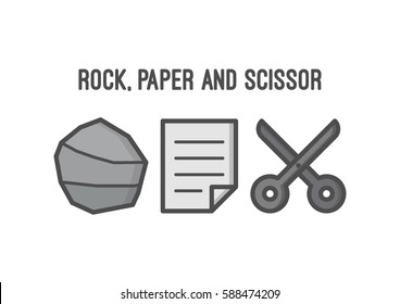 Rock  paper   scissor game icon isolated white background