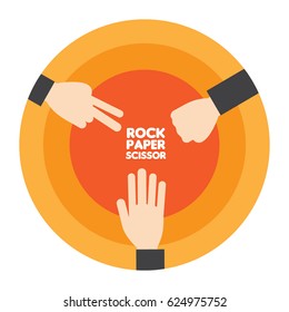 Rock Paper Scissor with orange background