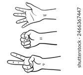 Rock paper scissors game, illustrations and vector 