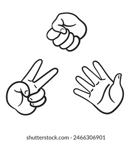 Rock paper scissors game, illustrations and vector 


