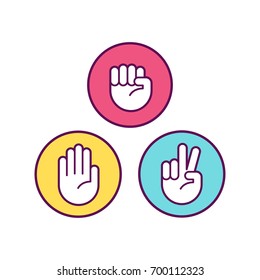 Rock Paper Scissors icons  Isolated vector illustration 
