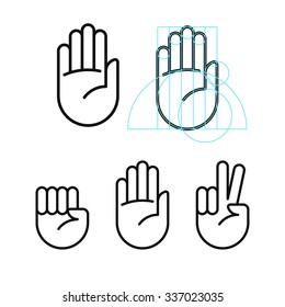 Rock  paper  scissors line icons in modern geometric style  Isolated vector illustration 
