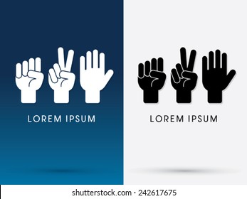 Rock Paper Scissors Logo, Symbol, Icon, Graphic, Vector.