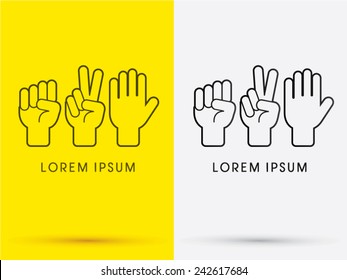 Rock Paper Scissors Logo, Symbol, Icon, Graphic, Vector.