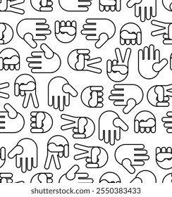 Rock, paper, scissors sign pattern seamless. Hand fist game sign background. Fingers game ornament. Baby fabric texture