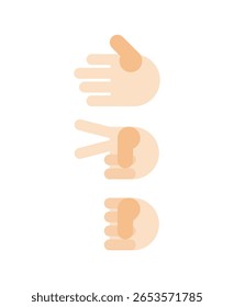 Rock, paper, scissors sign set. Hand fist game sign. Fingers game icon