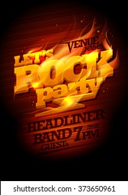 Rock party design with burning headline text and place for band name