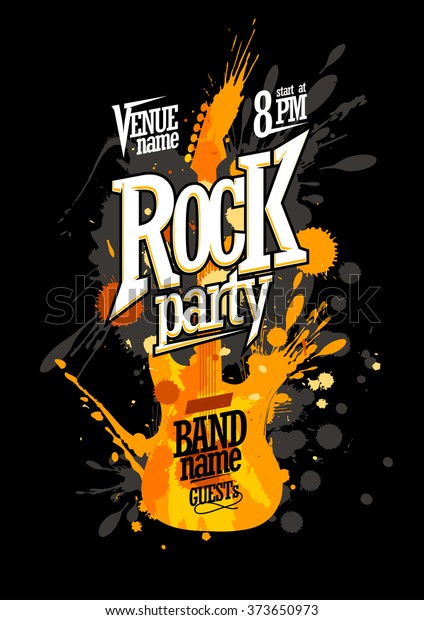 Rock Party Poster Design Electro Guitar Stock Vector Royalty Free