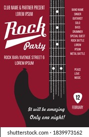 Poster-Design von Rock Party. Vektorgrafik-Vorlage