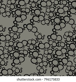 Rock pattern for textile. Hand drawing bubble seamless. Grey and black nature texture.  