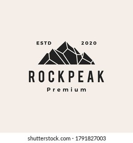 rock peak mount stone hipster vintage logo vector icon illustration