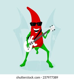 Rock pepper with guitar. vector format