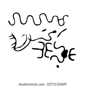 Rock petroglyphs depicting snake attacks on livestock or pasture and people. Vector illustration of prehistoric rock petroglyphs discovered on the territory of Armenia