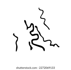 Rock petroglyphs depicting snake attacks on livestock or pasture and people. Vector illustration of prehistoric rock petroglyphs discovered on the territory of Armenia