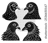 Rock Pigeon Head vector silhouette illustration eps file