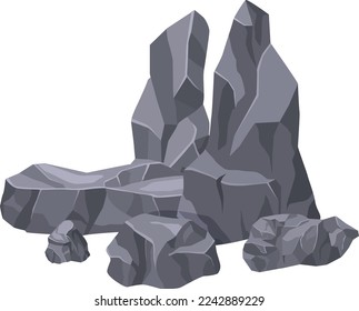 Rock pile. Broken stone mountain. Cartoon element
