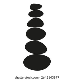 Rock pile icon. Flat black stones. Minimal stacked shape. Vector abstract symbol.