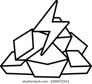 A rock pile with a lightning bolt on top