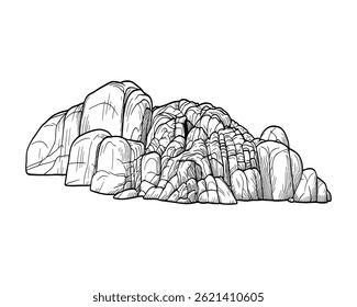 Rock Pile Line Art Illustration